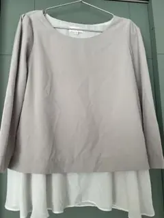 グレー レイヤード 長袖 トップス
