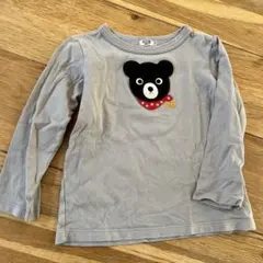 DOUB B グレー クマ刺繍 長袖Tシャツ 110