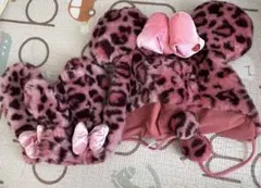 【美品】希少！ヒョウ柄ファンキャップ　手袋セット