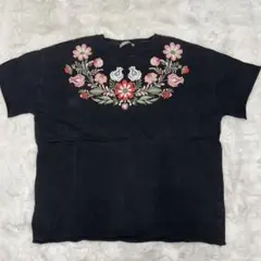 ZARA TRF 刺繍柄 Tシャツ ブラックのサムネイル