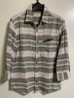 nano・universe ガーゼシャツ【L】ボーダー ナノユニバース