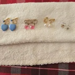 イヤリングセット（ハート型・パール風）