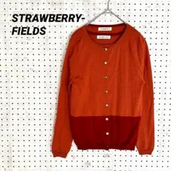 ストロベリーフィールズ アンサンブルニット 配色 オレンジ レッド M相当