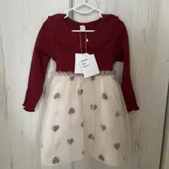新品タグ付きハート柄チュールワンピース 90