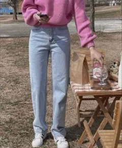 美品ソニョナラ♡ハイウエストストレートデニム 韓国