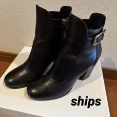 ships ブラックレザー ショートブーツのサムネイル