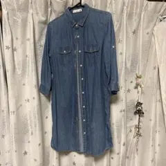 earth music&ecology デニムシャツワンピース 7部袖　Fサイズ