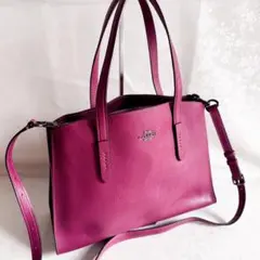 COACH コーチ ショルダーバッグ 2way ハンドバッグ ワインカラー 紫