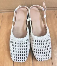 メッシュ パンプス サンダル 39　アイボリーのサムネイル
