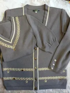 【再値下げ!!】新品同様　レリアン　半袖ニット＆カーディガン　M　カーキ系