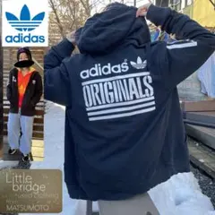 アディダス　adidas バックプリント　スウェット　ジップパーカー　古着.