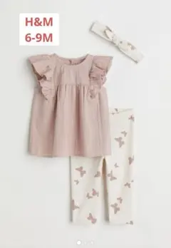 H&M 3アイテムセット 6-9M 70cm ブラウス レギンス ヘアバンド