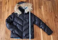 ダウンジャケット レディースMサイズ ブラック フード付き 両開きファスナー付き