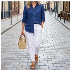 ラルフローレン リネン100% シャツ 麻 長袖　BD　シャツ　S相当