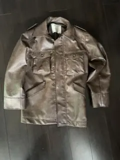 フェイクレザー オーバーコート TINA：JOJUN ブラウン