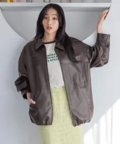 新品 レザードロストZIPブルゾン ローリーズファーム ブラウン