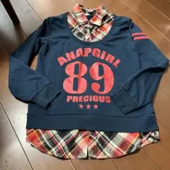 ANAPGIRL 重ね着風トレーナー ネイビー