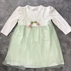 チュールスカートワンピース　ミントグリーン　80