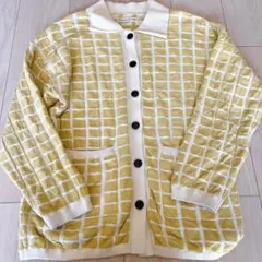 SeaRoomlynn GRIDチェックニットシャツ　イエロー　Fサイズ