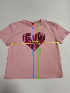 ピンク ハートモチーフ Tシャツ 44x46cm