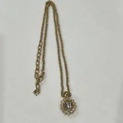 美品 NINARICCI ゴールド ラインストーンペンダント ネックレス