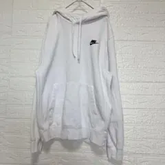NIKE ナイキ ワンポイント刺繍 プルオーバーパーカー 白 S ストリート