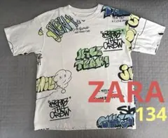 美品　ZARA kids デザインプリントTシャツ　白のサムネイル