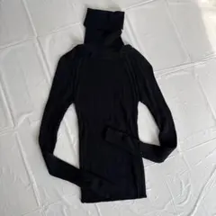 SPORTMAX ウール100% リブ編みタートルネックセーターブラック　訳あり