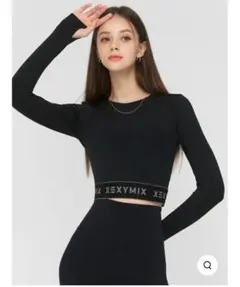 XEXYMIX ブラック 長袖 クロップドトップ M