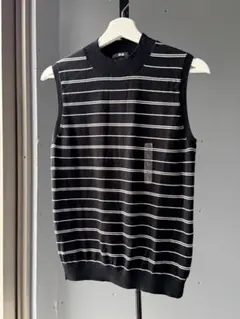UNIQLO ブラック/ホワイト ストライプ ノースリーブ L新品未使用品