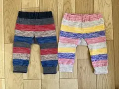 カラフルストライプ ベビーパンツ 男女双子2点セット