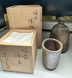 蓋置【茶道具】楽入窯 吉村楽入作 武蔵野蓋置 共箱付 ススキ絵 三日月