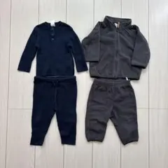 H&M ベビー服 セットアップ ニット　フリース　ネイビー　グレー　70cm