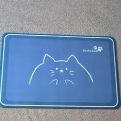 猫柄 バスマット ブルー 滑り止めのサムネイル