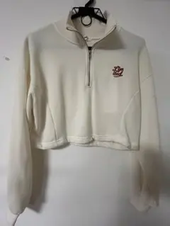 wego Limited ハーフジップ クロップドスウェット アイボリー 古着