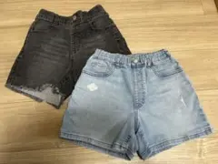デニムハーフパンツ 2枚セット140cm