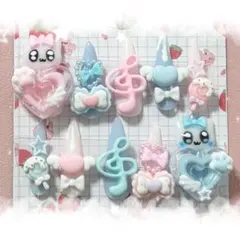 ネイルチップ 量産型 地雷系 平成女児 現品 ピンク 水色 ゆめかわいい 推し活
