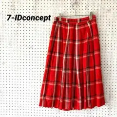 セブンアイディコンセプト リネン混 チェック柄 フレアスカート（38）レッドのサムネイル
