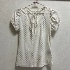 Dazy ドット柄 半袖カットソー ホワイト L