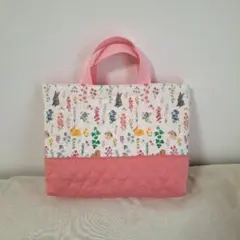 【即日発送】お花とウサギの柄が可愛い！お道具袋