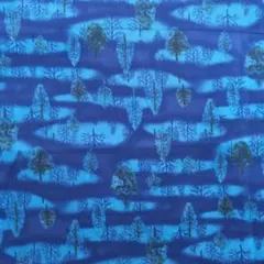 USAコットン 青系木柄 約108cm×58cm