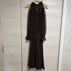 etoll. シアー切替ロングドレス ブラウン 結婚式 オケージョン