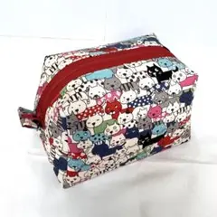 化粧ポーチ コスメポーチ ネコ 猫 ネコ柄 ファスナーポーチ ボックスポーチ
