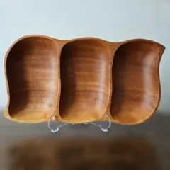 【美品】レクタングルトレー　木製　仕切付き