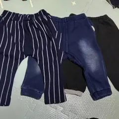 80 男の子　パンツ　ズボン　裏起毛　秋冬　デニム　ボーダー　サルエルbaiya
