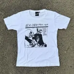 vintage skull 短丈 T-shirt city 海外 モード系 骨