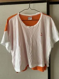 PUMA クロップド Tシャツ ホワイト/オレンジ