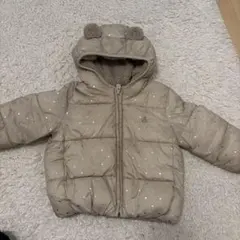 ベージュドット柄クマ耳アウター95cm以下