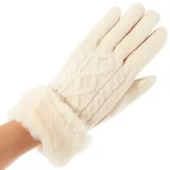 フルラ　FURLA ニットフェイクスエードコンビ手袋 / ホワイト