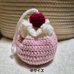 【中サイズ】クリームソーダ巾着袋 ポーチ ハンドメイド かぎ針編み 編み物
